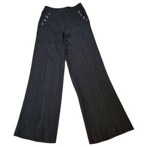 Veronica Beard Elegant Subtle Black Plaid Wool Blend Wide-Leg Trousers - Size 4
